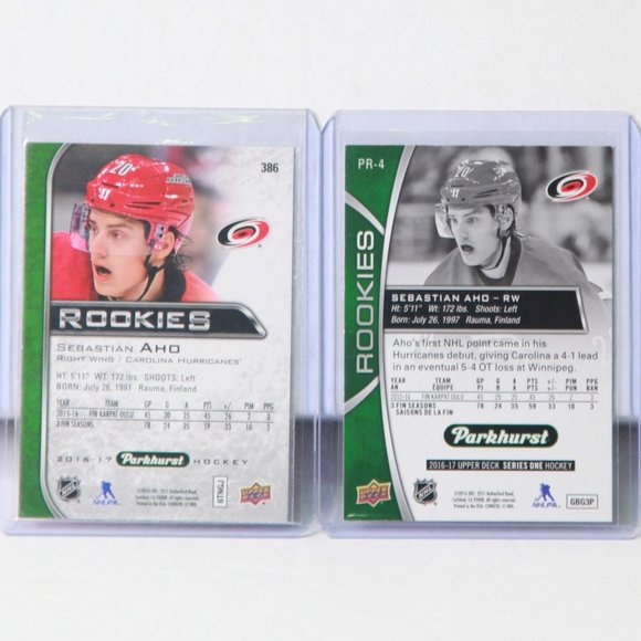 Sebastian Aho Parkhurst Rookie Cards 2016/2017 Star for the Carolina Hurricane - Picture 2 of 4